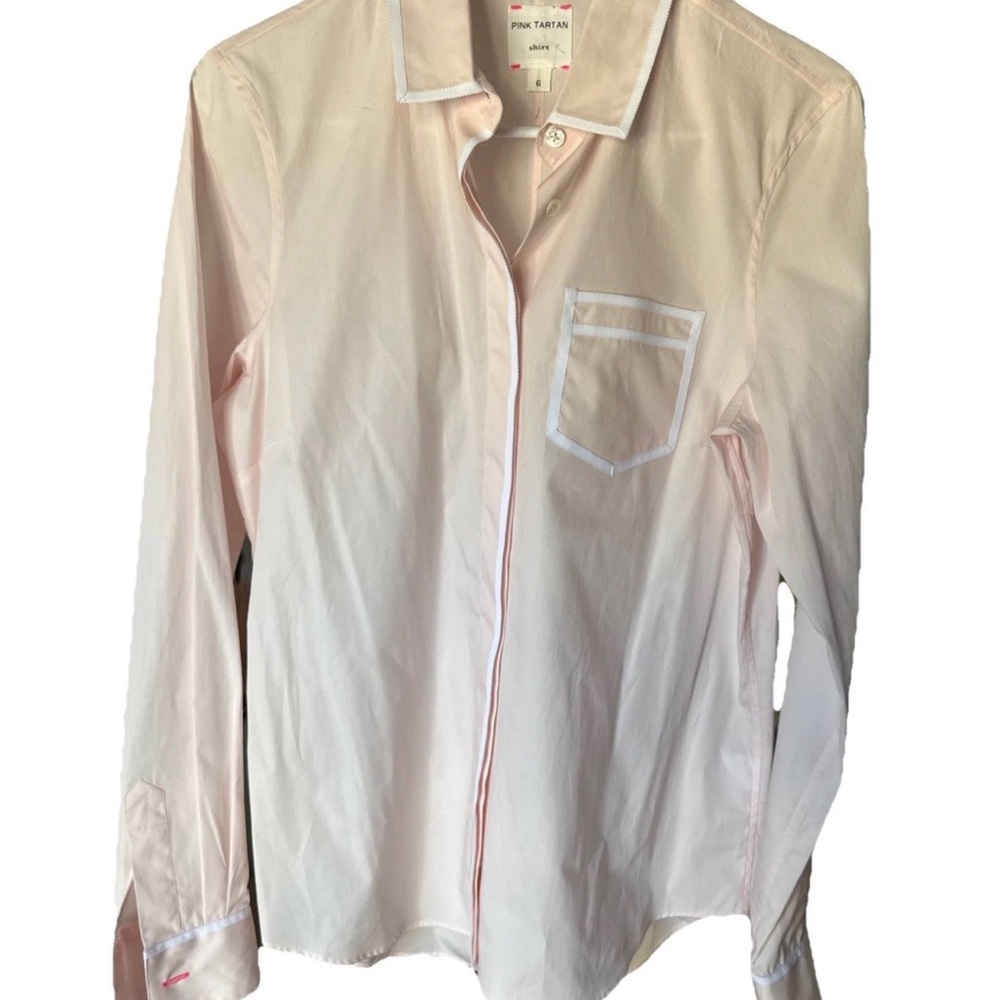 Pink Tartan Pale Pink Shirt with White Trim, NWT, size6, designer